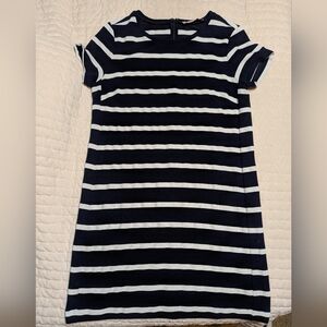 LOFT Navy & White Striped Short Sleeve Shift Dress